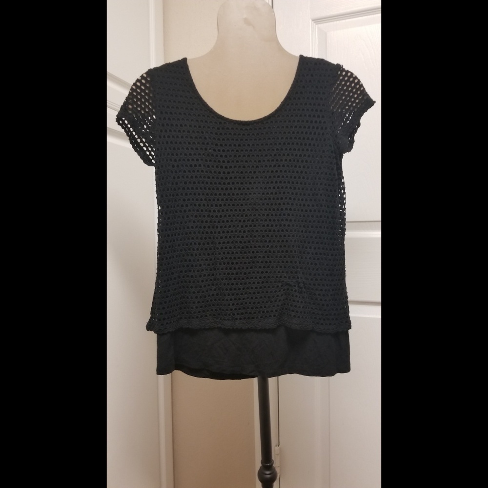 Black Mesh Blouse